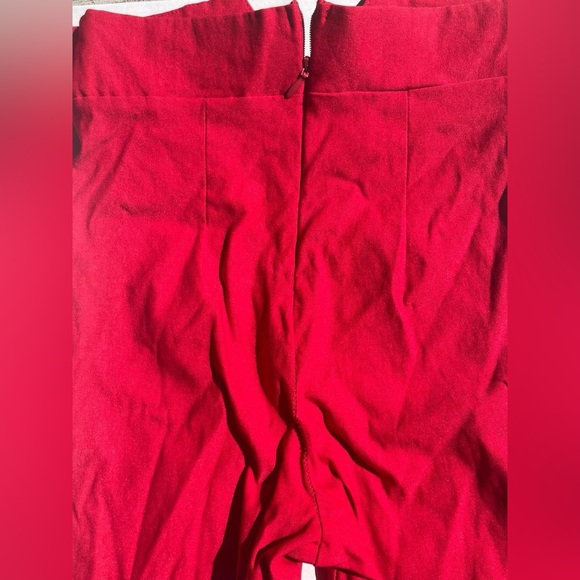Fashion Nova Red Skinny Pants with Bow Detail - Picture 9 of 10